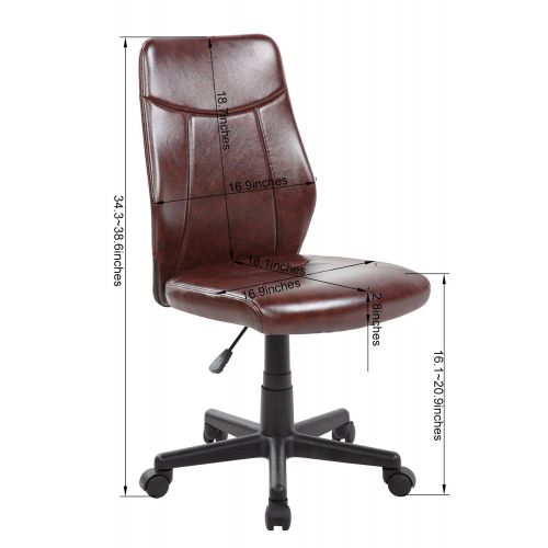  Anji Modern Furniture Anji Mid Back Armless Leather Computer Office Desk Chair