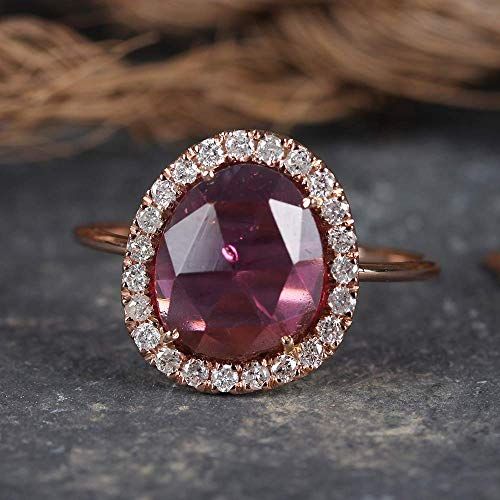  AnjisTouch Fine Natural 2.18 Ct Pink Tourmaline Gemstone Cocktail Ring Diamond Pave Solid 14k Rose Gold Fine Jewelry Thanksgiving Day Gift