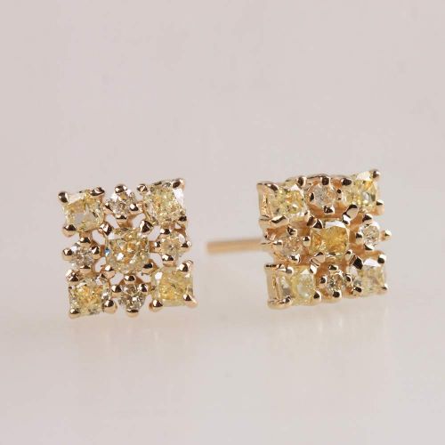  AnjisTouch Natural 0.77 Ct. Diamond Stud Earrings Solid 14k Yellow Gold Handmade Fine Jewelry Gift For Her