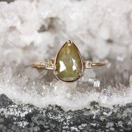 AnjisTouch Genuine 2.55 Ct. Pear Shape Diamond Delicate Ring Solid 14k Yellow Gold Wedding Ring Handmade Fine Jewelry Thanksgiving Gift