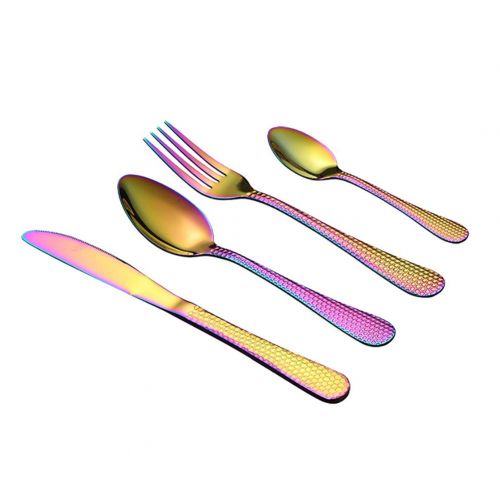  Ankamal Elec stainless steel cutlery set gold titanium rose gold rainbow silver for 6 people, 24 pieces cutlery set