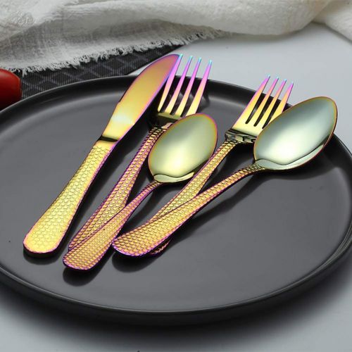  Ankamal Elec stainless steel cutlery set gold titanium rose gold rainbow silver for 6 people, 24 pieces cutlery set