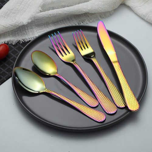  Ankamal Elec stainless steel cutlery set gold titanium rose gold rainbow silver for 6 people, 24 pieces cutlery set