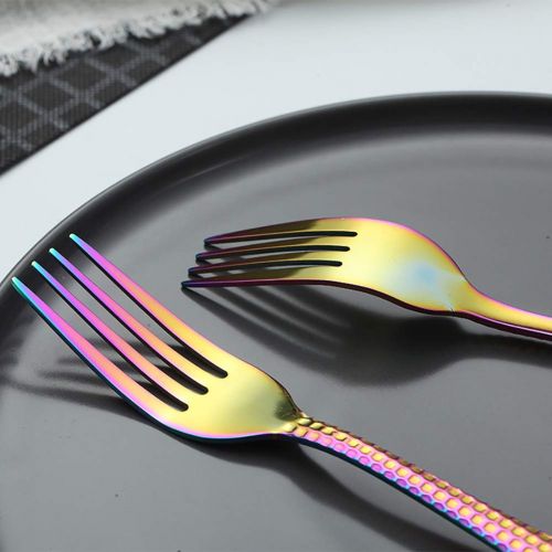  Ankamal Elec stainless steel cutlery set gold titanium rose gold rainbow silver for 6 people, 24 pieces cutlery set