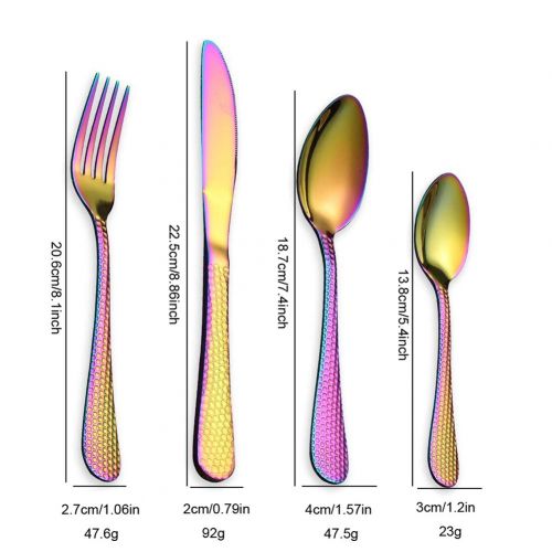  Ankamal Elec stainless steel cutlery set gold titanium rose gold rainbow silver for 6 people, 24 pieces cutlery set