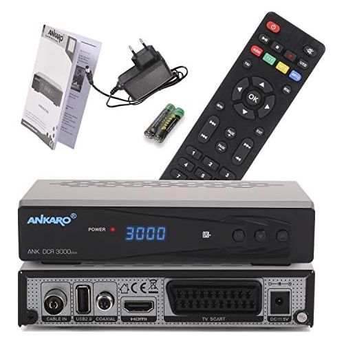  Ankaro DCR 3000 Plus Digital 1080P Full HD Cable Receiver for Cable TV with PVR Recording Function (HDTV, DVB C/C2, HDMI, Scart, Coaxial, Media Player, USB) Automatic Installation