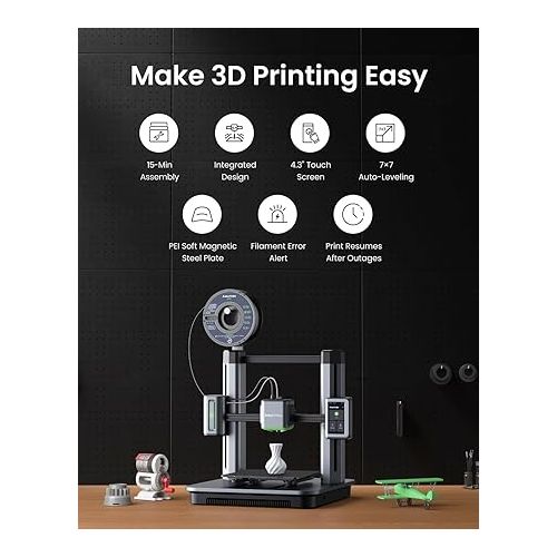 앤커 AnkerMake M5 3D Printer, Powerboost, High Speed Upgraded to 500 mm/s, Fast Mode, Smooth Detail, Intuitive Control, Error Detection with AI Camera, Auto-Leveling, Integrated Die-Cast Aluminum Alloy