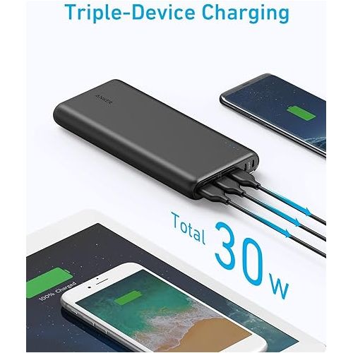 앤커 Anker Power Bank, 26,800 mAh External Battery with Dual Input Port and Double-Speed Recharging, 3 USB Ports for iPhone 15/15 Plus/15 Pro/15 Pro Max, iPad, Samsung, Android and Other Devices