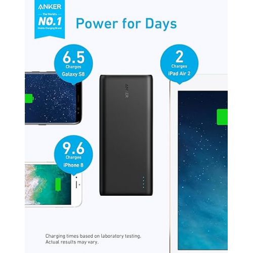 앤커 Anker Power Bank, 26,800 mAh External Battery with Dual Input Port and Double-Speed Recharging, 3 USB Ports for iPhone 15/15 Plus/15 Pro/15 Pro Max, iPad, Samsung, Android and Other Devices