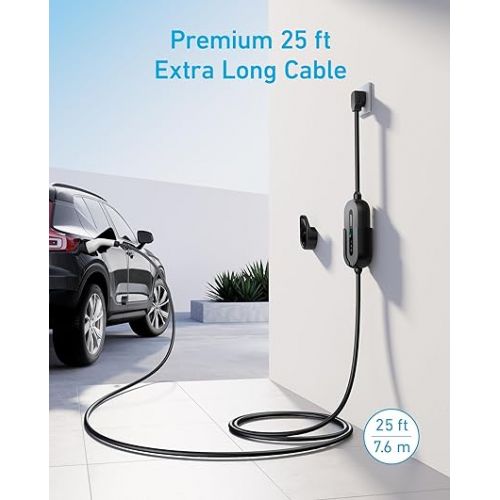 앤커 Anker Electric Vehicle Charger, 7.6KW Level 2 Portable Fast Charger with J1772 Connector and 25 ft Cable, NEMA 14-50 Plug, USB C Car Charger Adapter, Anker 52.5W Cigarette Lighter USB Charger