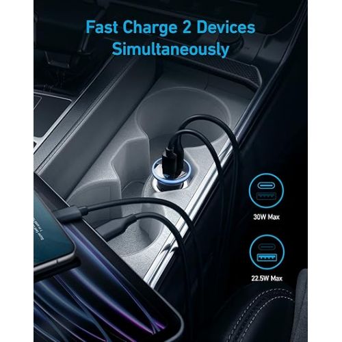 앤커 Anker Electric Vehicle Charger, 7.6KW Level 2 Portable Fast Charger with J1772 Connector and 25 ft Cable, NEMA 14-50 Plug, USB C Car Charger Adapter, Anker 52.5W Cigarette Lighter USB Charger