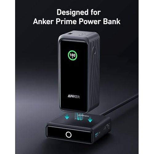 앤커 Anker Prime Power Bank, 20,000mAh Portable Charger with 200W Output, Smart Digital Display Charging Base, 100W Fast Charging with 4 Ports, for MacBoo, iPhone, Samsung, AirPods, and More