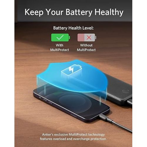 앤커 Anker Portable Charger, Power Bank, 10,000 mAh Battery Pack with PowerIQ Charging Technology and USB-C (Input Only) for iPhone 15/15 Plus/15 Pro/15 Pro Max, iPhone 14/13 Series, Samsung Galaxy