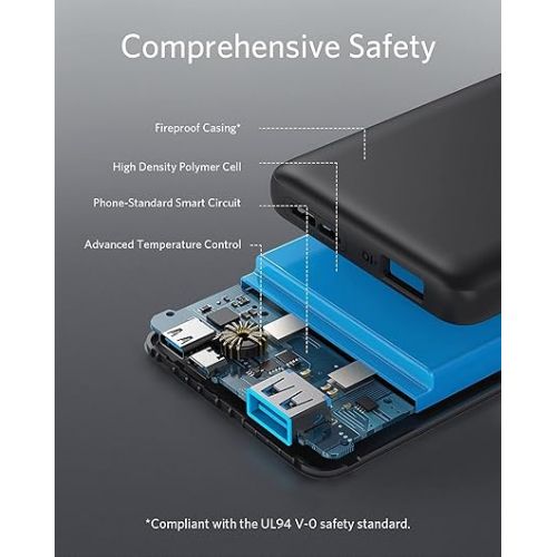 앤커 Anker Portable Charger, Power Bank, 10,000 mAh Battery Pack with PowerIQ Charging Technology and USB-C (Input Only) for iPhone 15/15 Plus/15 Pro/15 Pro Max, iPhone 14/13 Series, Samsung Galaxy