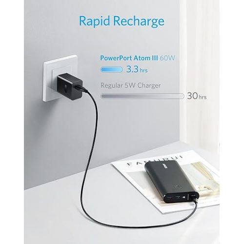 앤커 Anker PowerCore+ 26800mAh PD 45W with 60W PD Charger, Power Delivery Portable Charger Bundle for USB C MacBook Air/Pro/Dell XPS, iPad Pro, iPhone 14/13/12 Series, and More