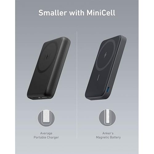 앤커 Anker Magnetic Battery, 5,000mAh Foldable Magnetic Wireless Portable Charger with Stand and USB-C (On The Side), Only for iPhone 15/15 Plus/15 Pro/15 Pro Max, iPhone14/13 Serie