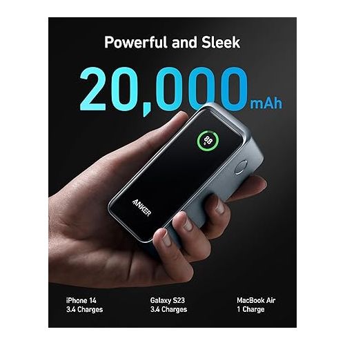 앤커 Anker Prime Power Bank 200W, 20,000mAh Portable Charger 3-Port with 100W Charging Base, Smart Digital Display, Compatible with iPhone 15/15 Plus/15 Pro/15 Pro Max/14 Series, MacBook, Samsung, Dell