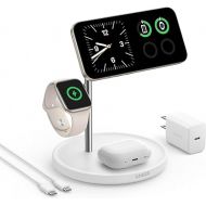 Anker MagSafe-Compatible Wireless Charging Stand, MagGo 3 in 1 Wireless Charging Station, Qi2 Certified 15W Wireless Charger for iPhone 15/15 Pro/14/13/12, Apple Watch, AirPods