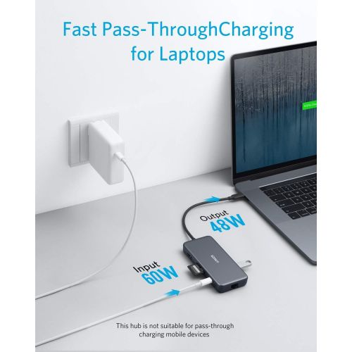 앤커 [아마존 핫딜]  [아마존핫딜]Anker USB C Hub Adapter, PowerExpand+ 7-in-1 USB C Adapter, with 4K HDMI, 60W Power Delivery, 1Gbps Ethernet, 2 USB 3.0 Ports and SD/microSD Card Readers, for MacBook Pro, Chromebo