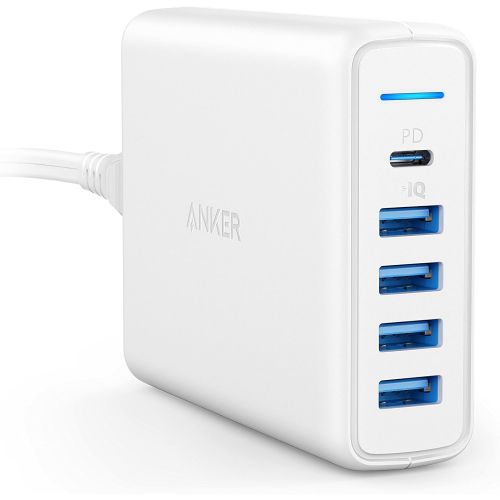 앤커 [아마존 핫딜]  [아마존핫딜]USB C Wall Charger, Anker Premium 60W 5-Port Desktop Charger with One 30W Power Delivery Port for MacBook Air 2018, iPad Pro 2018, S10, and 4 PowerIQ Ports for iPhone Xs/Max/XR/X/8