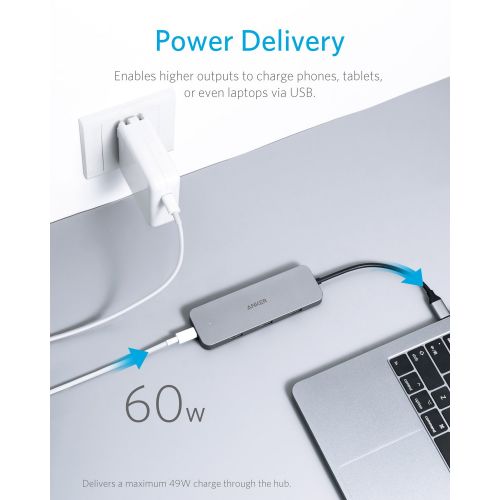 앤커 [아마존 핫딜]  [아마존핫딜]Anker USB C Hub, 7-in-1 USB C Adapter, with 4K USB C to HDMI, microSD/SD Card Reader, 3 USB 3.0 Ports, with 60W Power Delivery for MacBook Pro, ChromeBook, XPS, Galaxy S9/S8, and M