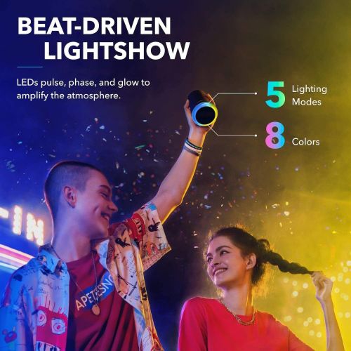 앤커 [아마존 핫딜]  [아마존핫딜]Anker Soundcore Flare Mini Bluetooth Speaker, Portable Wireless Speaker, Waterproof for Outdoor Parties, LED Light Show with 360° Sound and Bassup Technology