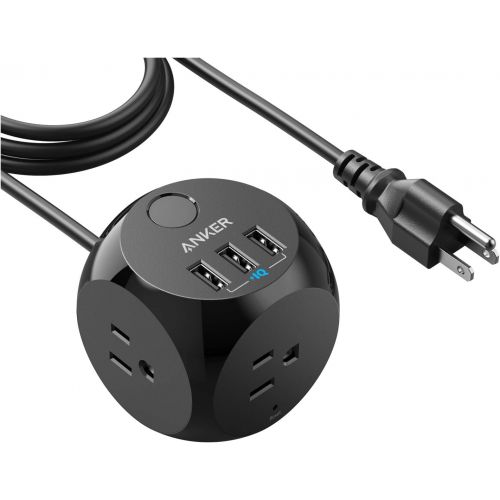 앤커 [아마존 핫딜]  [아마존핫딜]Power Strip, Anker PowerPort Cube, 3 Outlets and 3 USB Portable with Switch Control, Overload Protection, 5 ft Cable, for iPhone Xs/XR/Max, Ultra-Compact for Travel, Cruise Ship an