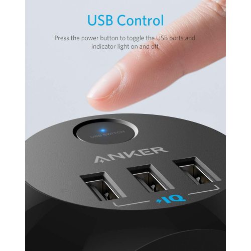 앤커 [아마존 핫딜]  [아마존핫딜]Power Strip, Anker PowerPort Cube, 3 Outlets and 3 USB Portable with Switch Control, Overload Protection, 5 ft Cable, for iPhone Xs/XR/Max, Ultra-Compact for Travel, Cruise Ship an