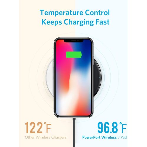 앤커 [아마존 핫딜]  [아마존핫딜]Anker Wireless Charger, PowerPort Wireless 5 Pad Upgraded, Qi-Certified Ultra-Slim Wireless Charger Compatible iPhone Xs Max XS XR X 8 / 8Plus, Galaxy S10 S9 S8, Note 10 Note 9 Not