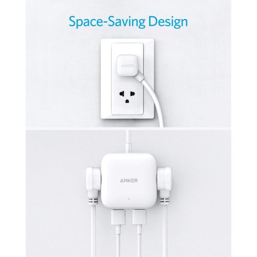 앤커 [아마존 핫딜]  [아마존핫딜]Anker Power Strip with USB, 2 Outlet & 2 Poweriq USB Ports (24W) Travel Power Strip, Powerport Strip 2 Mini with 5ft Long Cord, Safety Door, Flat Plug, for Hotels, Dorm Room, Cruis