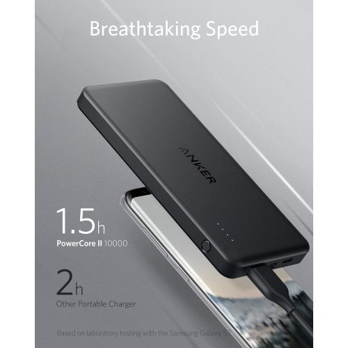 앤커 [아마존 핫딜] [아마존핫딜]Anker PowerCore II Slim 10000 Ultra Slim Power Bank, Upgraded PowerIQ 2.0 (up to 18W Output), Fast Charge for iPhone, Samsung Galaxy and More (Black)