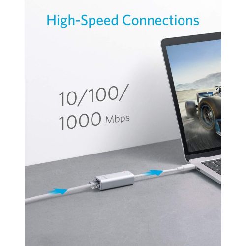 앤커 [아마존 핫딜] [아마존핫딜]Anker USB C to Ethernet Adapter, Portable 1-Gigabit Network Hub, 10/100/1000 Mbps, for MacBook Pro 2016/2017/2018, ChromeBook, XPS, Galaxy S9/S8, and More