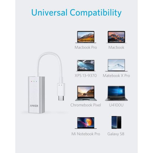 앤커 [아마존 핫딜] [아마존핫딜]Anker USB C to Ethernet Adapter, Portable 1-Gigabit Network Hub, 10/100/1000 Mbps, for MacBook Pro 2016/2017/2018, ChromeBook, XPS, Galaxy S9/S8, and More