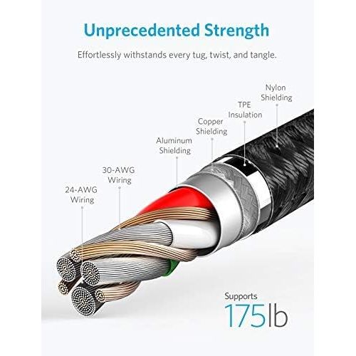 앤커 [아마존 핫딜] [아마존핫딜]Anker Powerline+ II Lightning Cable (6ft), MFi Certified for Flawless Compatibility with iPhone Xs/XS Max/XR/X / 8/8 Plus / 7/7 Plus / 6/6 Plus / 5 / 5S and More(Black)