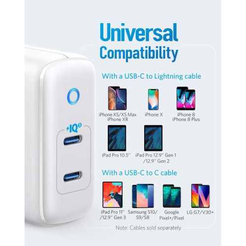 앤커 [아마존 핫딜] [아마존핫딜]Anker 36W 2-Port PIQ 3.0 USB C Charger, PowerPort III Duo Type C Wall Charger, Foldable Plug, Power Delivery for iPhone 11/11 Pro / 11 Pro Max/XR/Xs/Max/X, Galaxy, Pixel, iPad Pro