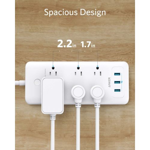 앤커 [아마존 핫딜] [아마존핫딜]Surge Protector Power Strip, Anker 6 Outlet & 3 PowerIQ USB Charging Ports USB Power Strip, PowerPort Strip 6 with 6.6 Foot Long Extension Cord, Flat Plug, for Home, Office, and Mo