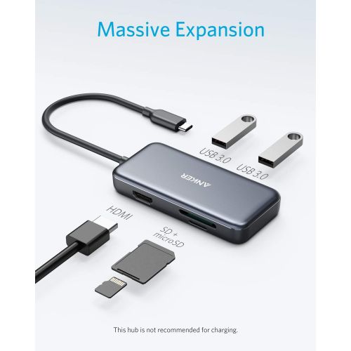 앤커 [아마존 핫딜] [아마존핫딜]Anker USB C Hub Adapter, 5-in-1 USB C Adapter, with 4K USB C to HDMI , SD and microSD Card Reader, 2 USB 3.0 Ports, for MacBook Pro 2019/2018/2017, Pixelbook, XPS, and More