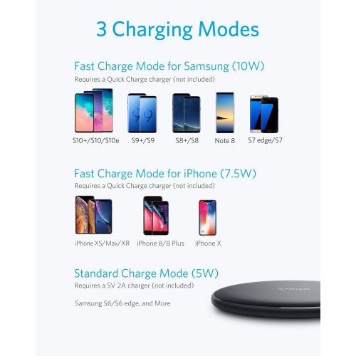 앤커 [아마존 핫딜] [아마존핫딜]Anker Wireless Charger, 2 Pack PowerWave Pad, Qi-Certified, 7.5W for iPhone 11, 11 Pro, 11 Pro Max, Xs Max, XR, Xs, X, 8, 8 Plus, 10W for Galaxy S10 S9 S8, Note 10 Note 9 Note 8 (N