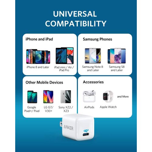 앤커 [아마존핫딜][아마존 핫딜] USB C Charger, Anker 18W PIQ 3.0 Fast Charger Adapter, PowerPort III Nano USB C Wall Charger for iPhone 11/11 Pro / 11 Pro Max/XR/XS/X, Galaxy S10 / S9, Pixel 3/2, iPad Pro and Mor