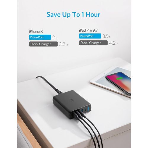 앤커 [아마존핫딜][아마존 핫딜] Amazon USB C Wall Charger, Anker Premium 60W 5-Port Desktop Charger with One 30W Power Delivery Port for MacBook Air 2018, Ipad Pro 2018, S10, and 4 Poweriq Ports for iPhone Xs/Max/XR/X/8