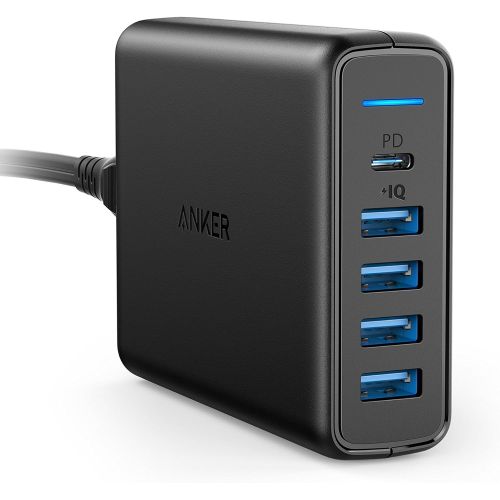 앤커 [아마존핫딜][아마존 핫딜] Amazon USB C Wall Charger, Anker Premium 60W 5-Port Desktop Charger with One 30W Power Delivery Port for MacBook Air 2018, Ipad Pro 2018, S10, and 4 Poweriq Ports for iPhone Xs/Max/XR/X/8