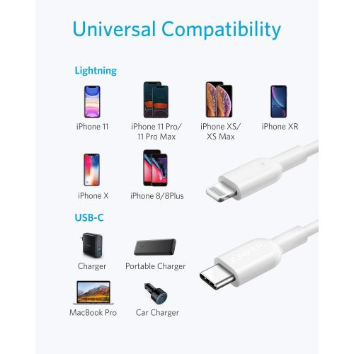 앤커 [아마존핫딜][아마존 핫딜] iPhone 11 Charger, Anker USB C to Lightning Cable [6ft, 2-Pack] Powerline II for iPhone 11/11 Pro / 11 Pro Max/X/XS/XR/XS Max / 8/8 Plus, Supports Power Delivery