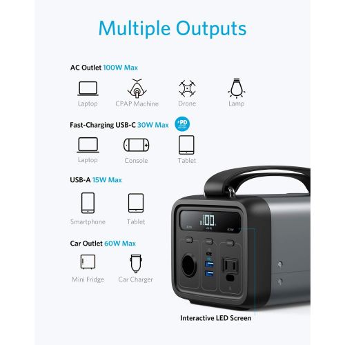 앤커 [아마존핫딜][아마존 핫딜] Anker Powerhouse 200, 200Wh/57600mAh Portable Rechargeable Generator Clean & Silent 110V AC Outlet/USB-C Power Delivery/USB/12V Car Outlets, for Fast Charging, Camping, Emergencies