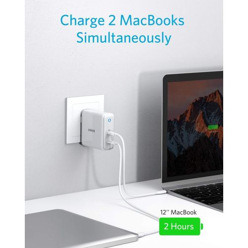 앤커 [아마존핫딜][아마존 핫딜] Anker 60W 2-Port USB C Charger, PowerPort Atom PD 2 [GAN Tech] Compact Foldable Wall Charger, Power Delivery for MacBook Pro/Air, iPad Pro, iPhone 11 / Pro/Max/XR/XS/X, Pixel, Gala