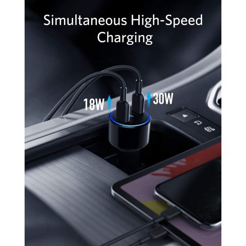 앤커 [아마존 핫딜] USB C Car Charger, Anker 48W 2-Port PIQ 3.0 Fast Charger Adapter, PowerDrive+ III Duo with Power Delivery for iPhone 11/11 Pro/11 Pro Max/XR/XS/X, Galaxy S10/S9, Note 9, Pixel 3/2,