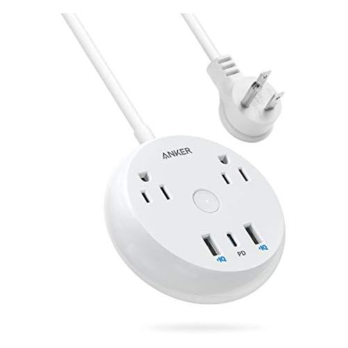 앤커 [아마존베스트]USB-C Power Strip with Power Delivery, Anker PowerStrip Pad, 2 Outlets and 3 USB (2 USB-A, 1 USB-C) with Switch Control and 5-Foot Power Cord, Compact Size for Travel, Cruise Ship,