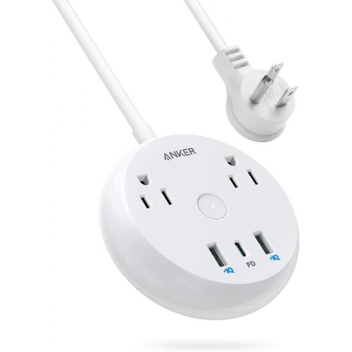 앤커 [아마존베스트]USB-C Power Strip with Power Delivery, Anker PowerStrip Pad, 2 Outlets and 3 USB (2 USB-A, 1 USB-C) with Switch Control and 5-Foot Power Cord, Compact Size for Travel, Cruise Ship,