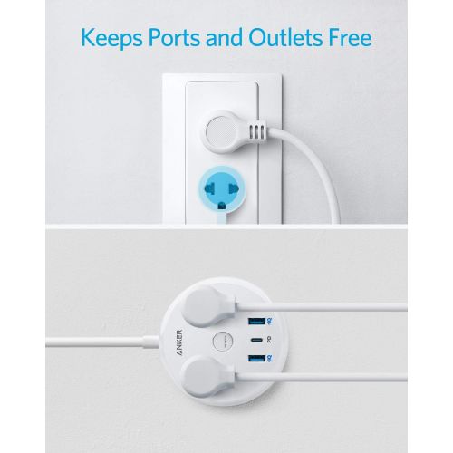 앤커 [아마존베스트]USB-C Power Strip with Power Delivery, Anker PowerStrip Pad, 2 Outlets and 3 USB (2 USB-A, 1 USB-C) with Switch Control and 5-Foot Power Cord, Compact Size for Travel, Cruise Ship,