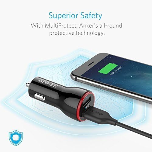 앤커 [아마존베스트]Anker 24W Dual USB Car Charger, PowerDrive 2 for iPhone Xs/XS Max/XR/X / 8/7 / 6 / Plus, iPad Pro/Air 2 / Mini, Note 5/4, LG, Nexus, HTC, and More