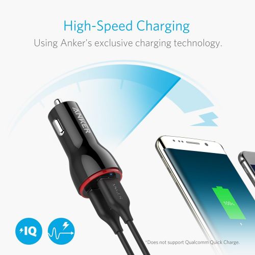 앤커 [아마존베스트]Anker 24W Dual USB Car Charger, PowerDrive 2 for iPhone Xs/XS Max/XR/X / 8/7 / 6 / Plus, iPad Pro/Air 2 / Mini, Note 5/4, LG, Nexus, HTC, and More